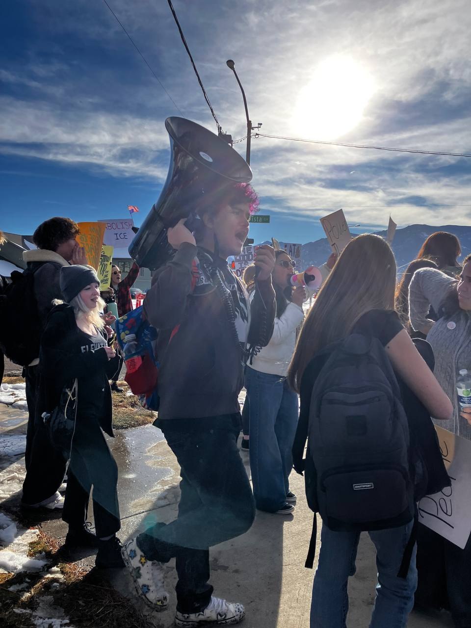 Colorado Springs high school students walk following ICE murder of Renee Good.