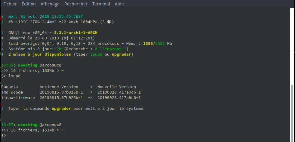 Script Bash Terminal Infos Maj Et Prompt Echolib