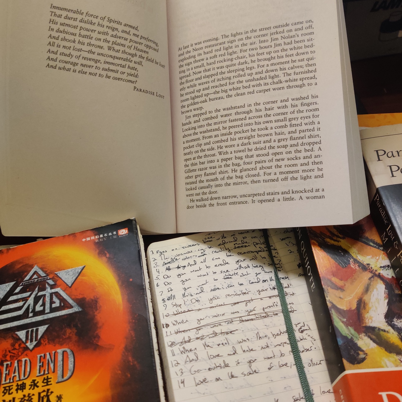 Books mentioned in this post on my desk