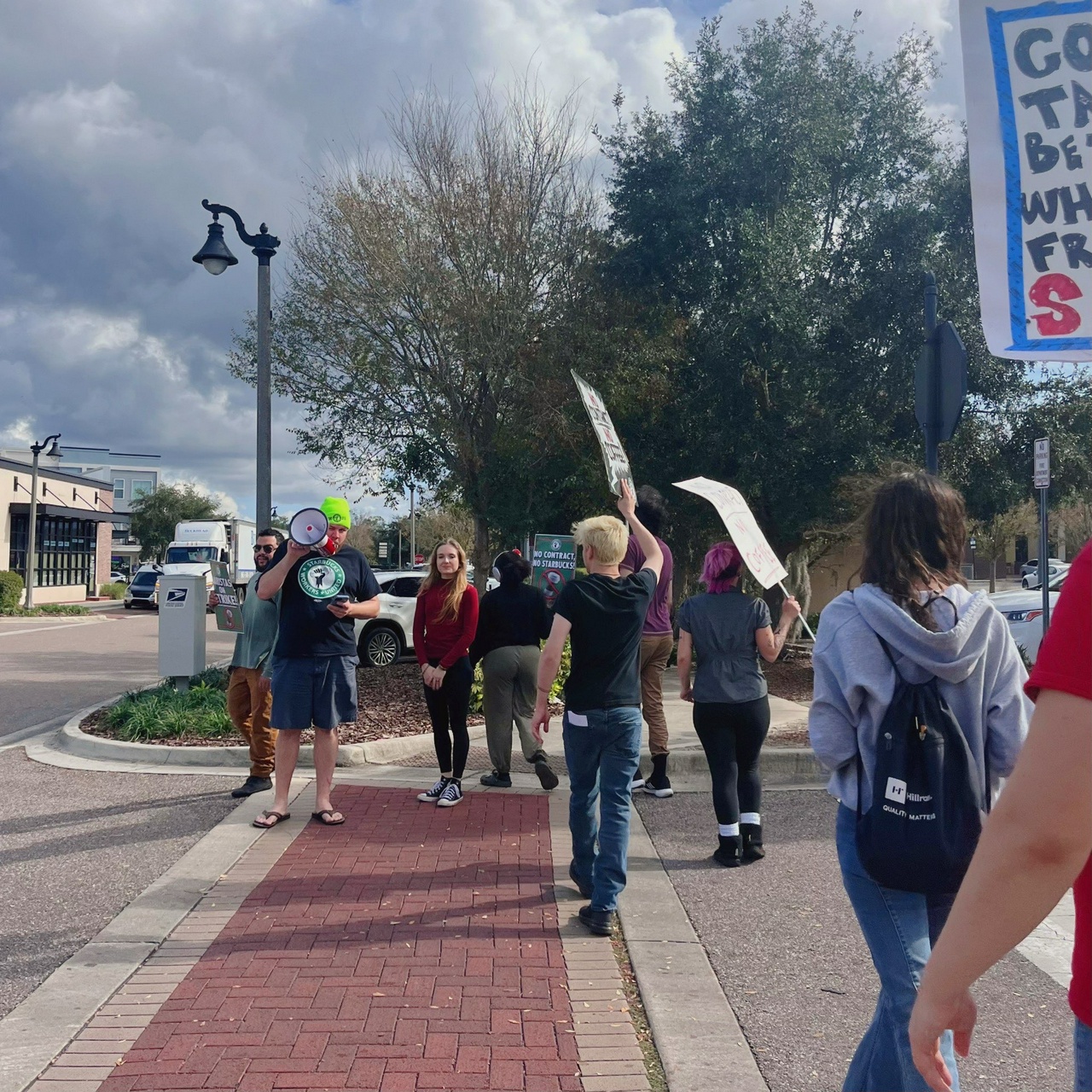 Striking Starbucks workers in Oviedo, FL. 