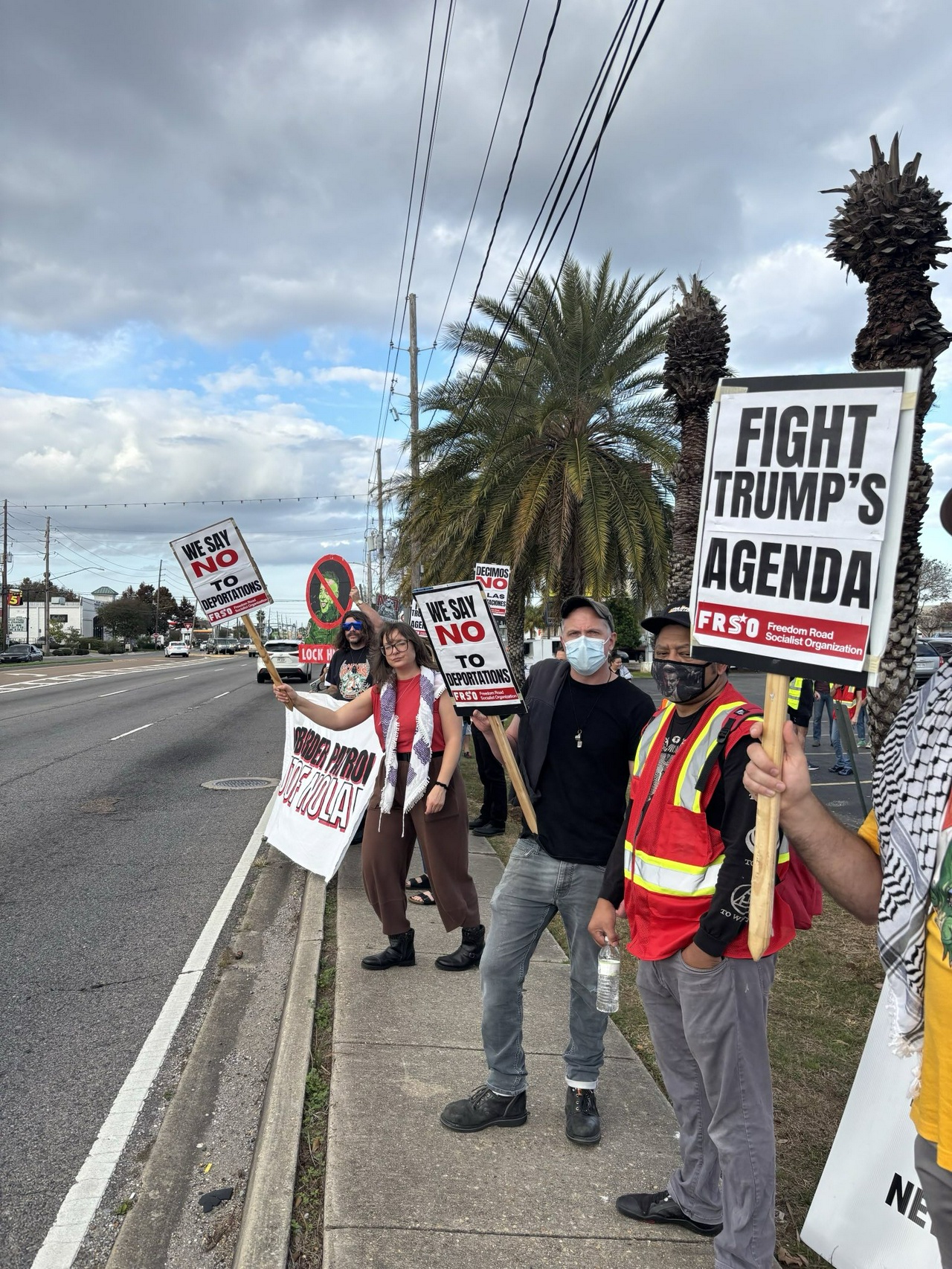 Protesters gather on Williams Boulevard after marching down Martinique Avenue in Kenner, Louisiana. | Fight Back! News Protesters gather on Williams Boulevard after marching down Martinique Avenue in Kenner, Louisiana.