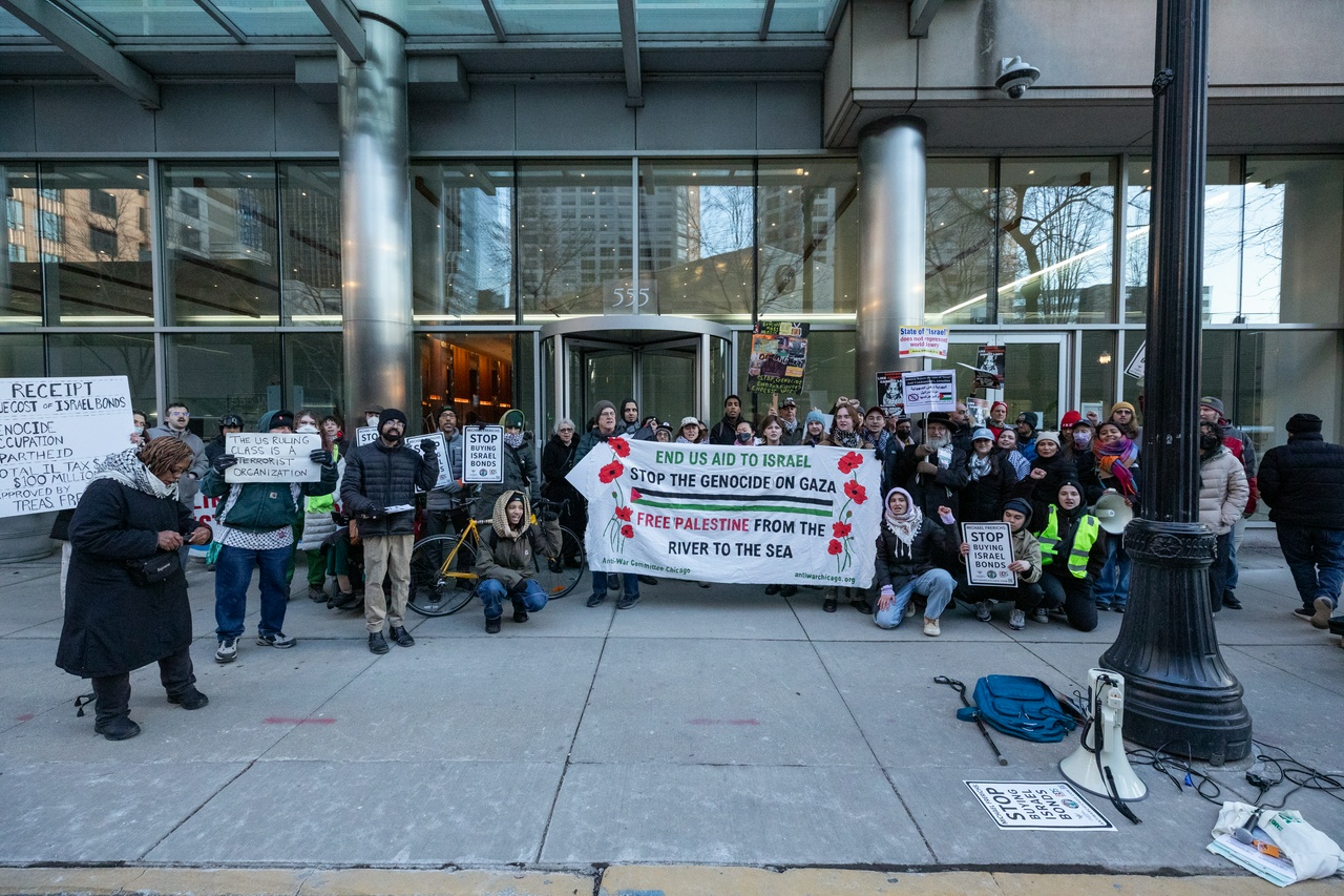 Chicago protest demand divestment from Israel Bonds