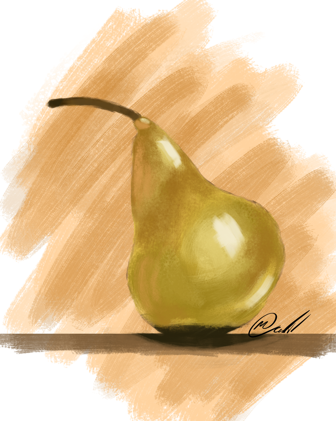 A digital rendition of a pear.