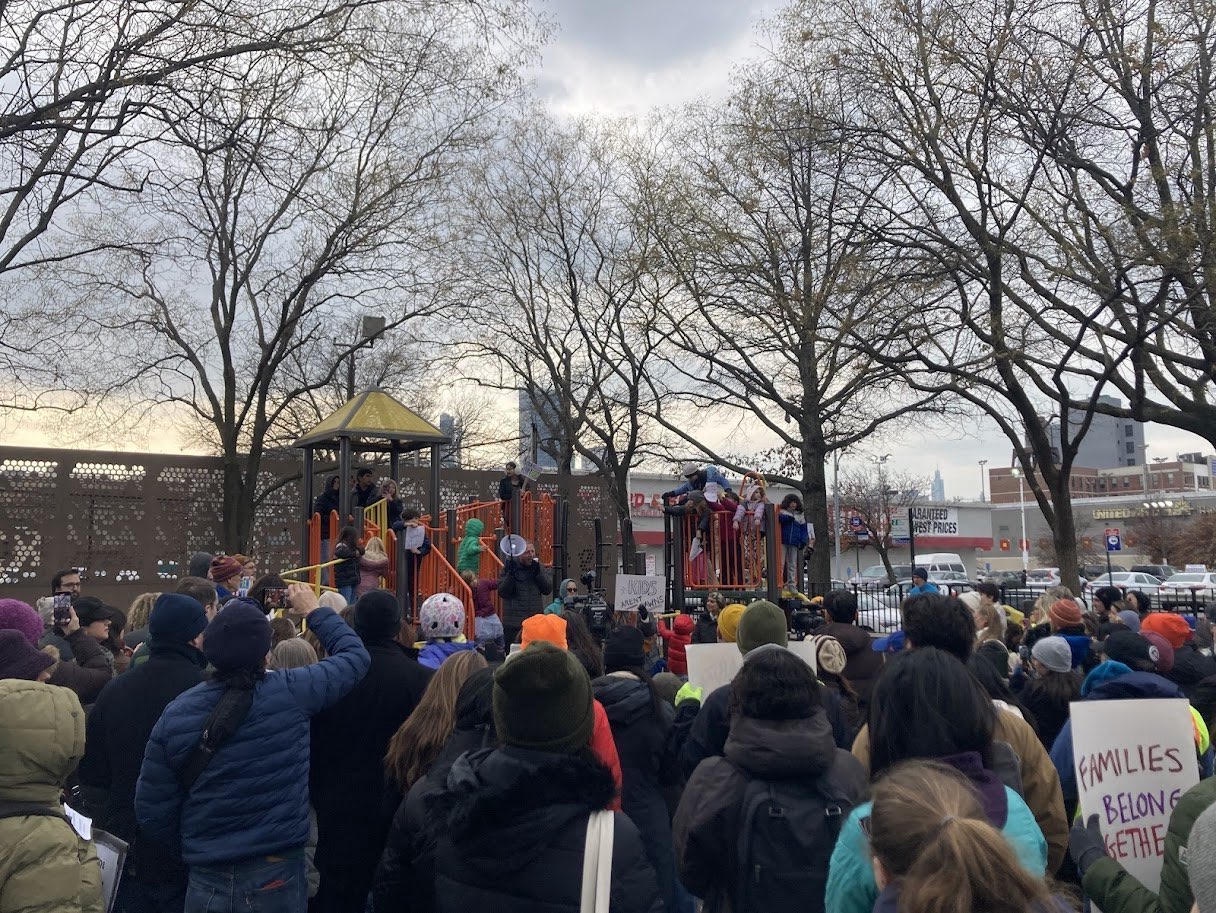 Rally against ICE detention of six-year-old girl.