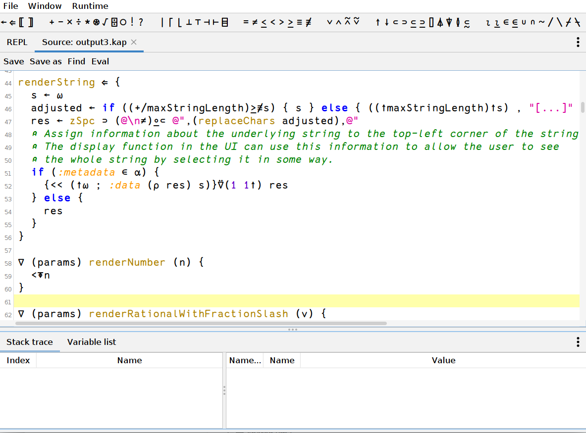 Screenshot of text editor