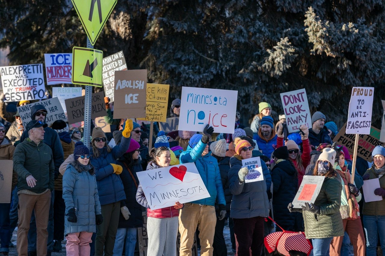 Bozeman protest in response to the killing of Alex Pretti.