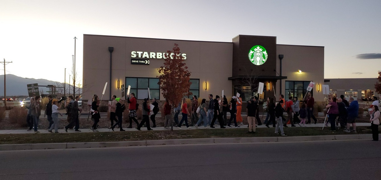 Colorado Springs Starbucks workers strike.