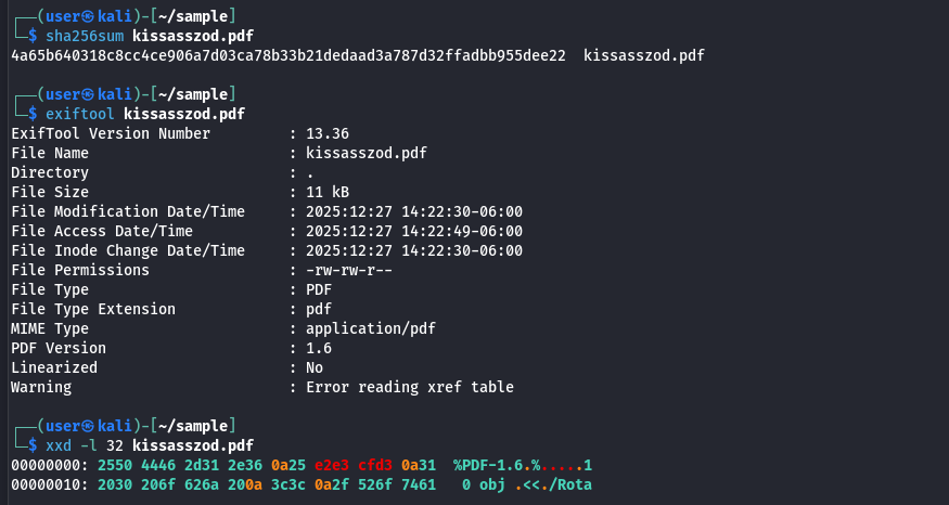 Basic static analysis of sample