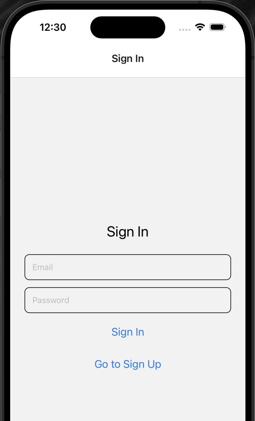 A screenshot of the app on a light background with a sign-in form for mail and password