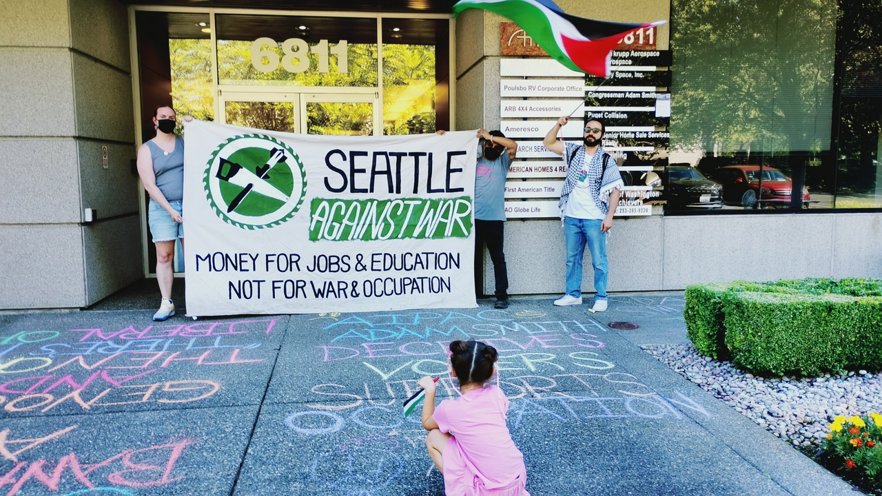 Seattle protest at the office of Congressman Adam Smith demands end to U.S. aid to Israel. | Fight Back! News