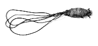 an elongated rubber-band-ball with a few rubber bands extending from it, so it can be shot across a cubicle farm