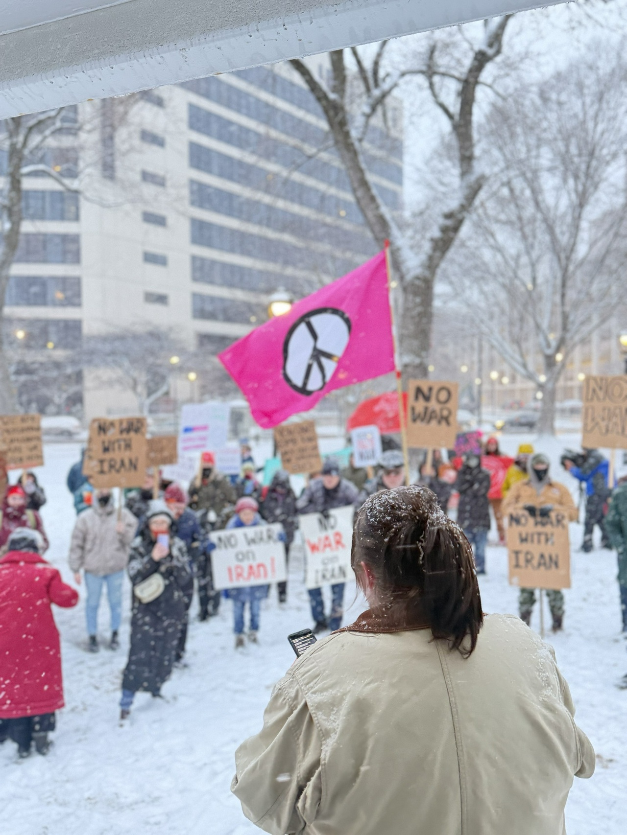 Milwaukee protest against U.S. and Israeli attacks on Iran.