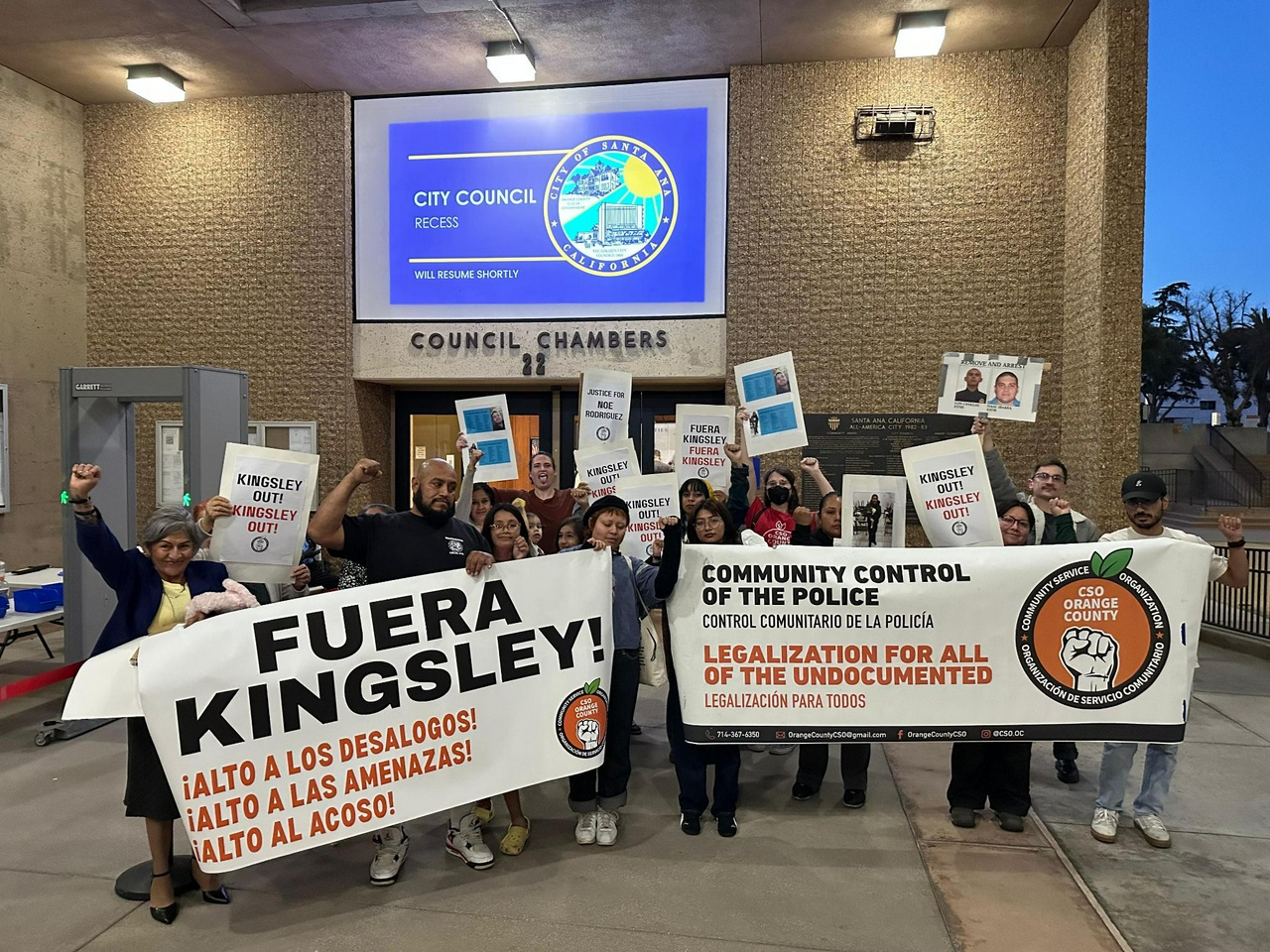 Protest at Santa Ana city council meeting. | Fight Back! News Protest at Santa Ana city council meeting.