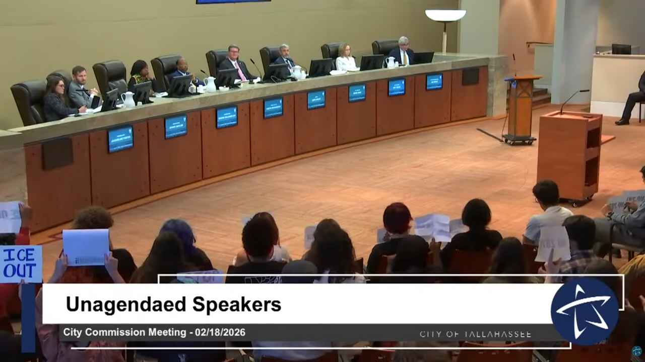Public comment section of Tallahassee City Commission meeting.