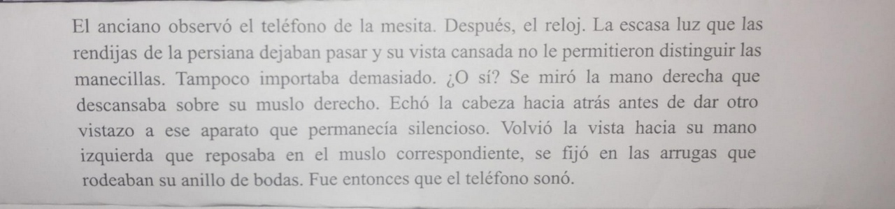 Texto del desafío «Llamada desde el cielo»