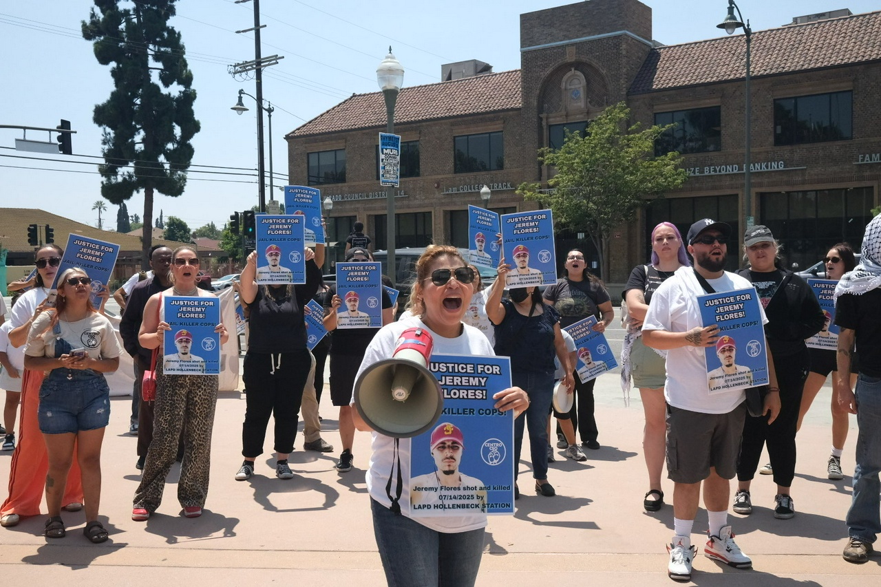 Protesters in Boyle Heights demand accountability for LAPD killing of Jeremy Flores
