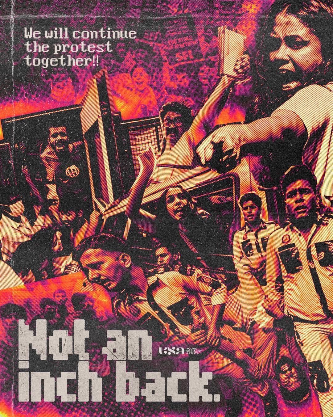 A poster depicting protests in India.