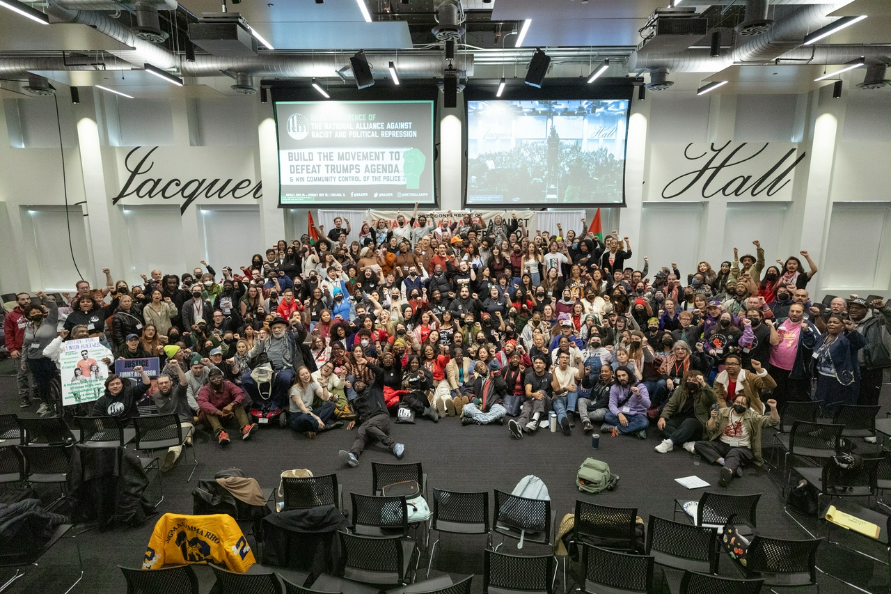 Participants in the National Alliance Against Racist and Political Repression conference.