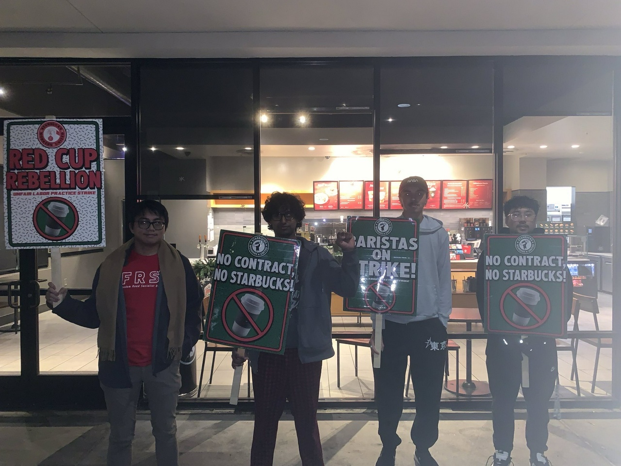 San Jose Starbuck workers on strike.