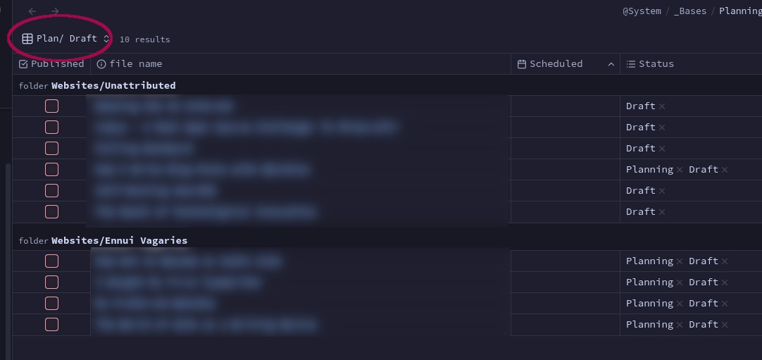 The Plan / Draft view lets me see just the articles I am working on. The Plan / Draft view lets me see just the articles I am working on.