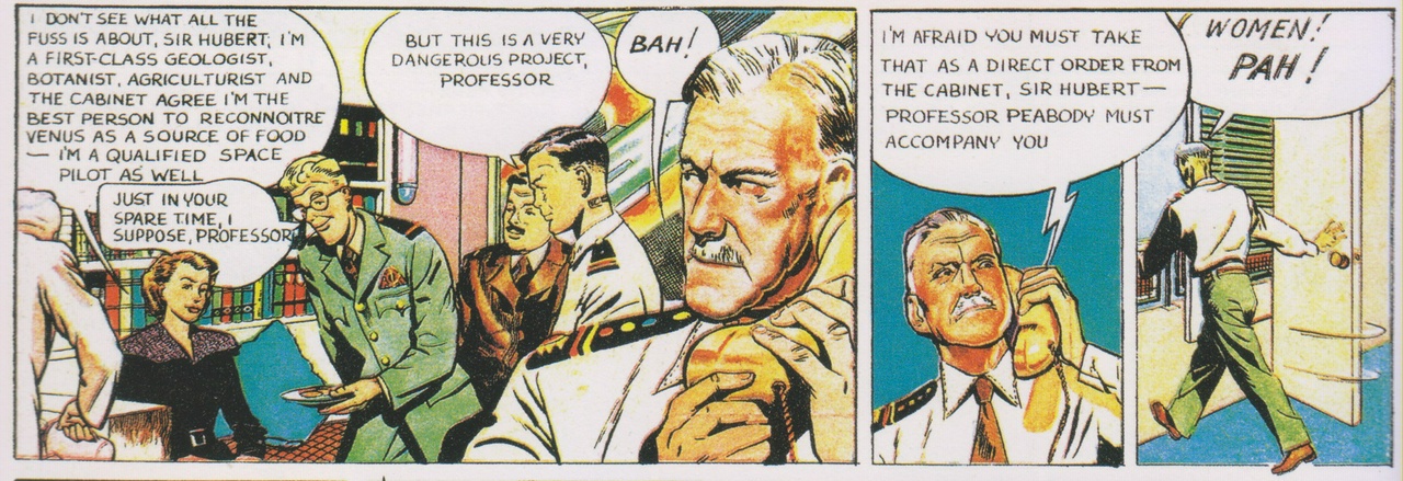 Professor Peabody lists her impressive qualifications, while Sir Hubert gets on the phone with the government and has to be ordered to take her.