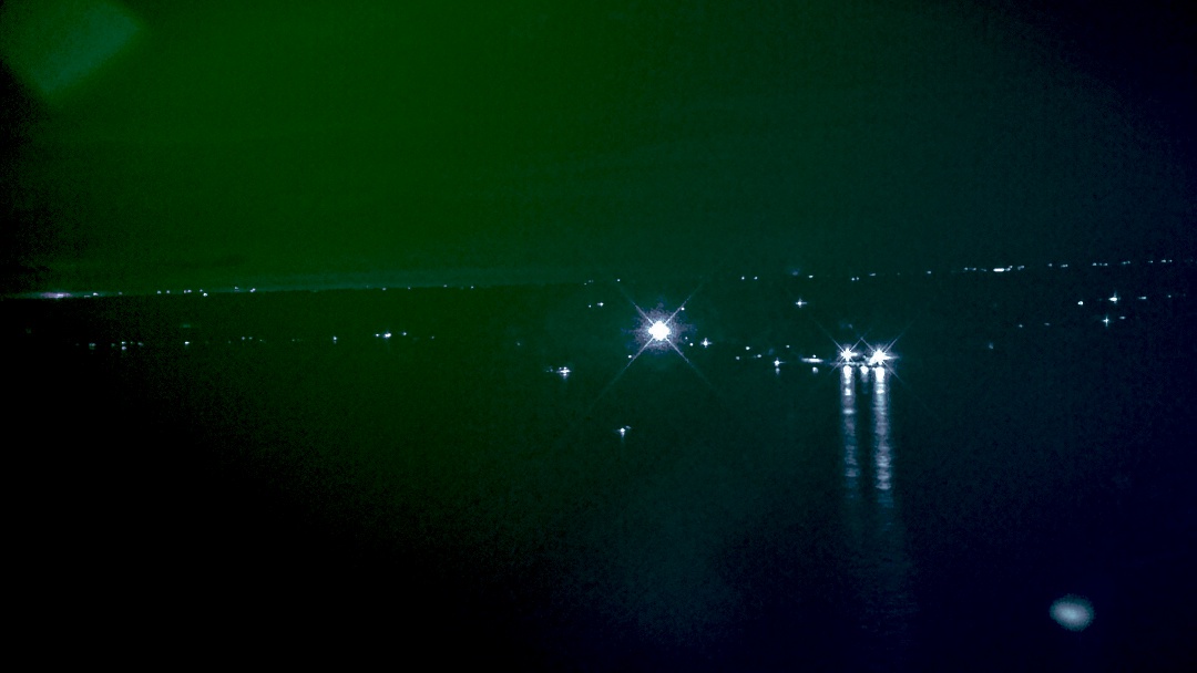 Green and blue nighttime landscape