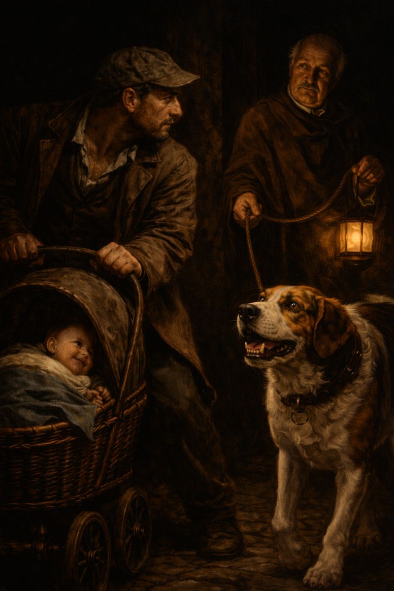 Father and son walking to daycare, counting dogs along the way