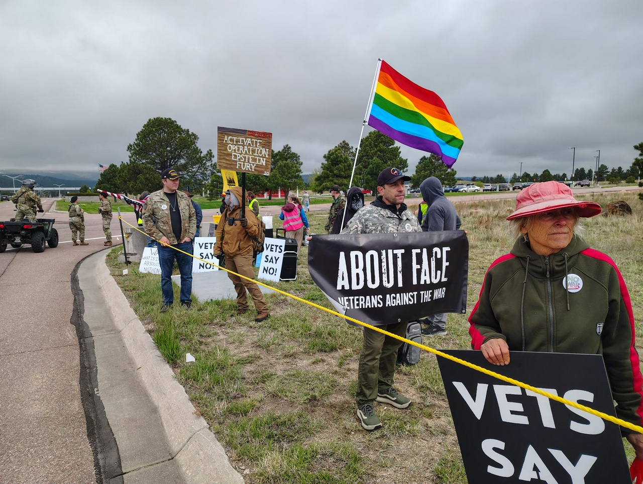 Protest against Vice President Vance at Air Force Academy in Colorado Springs. | FightBack! News