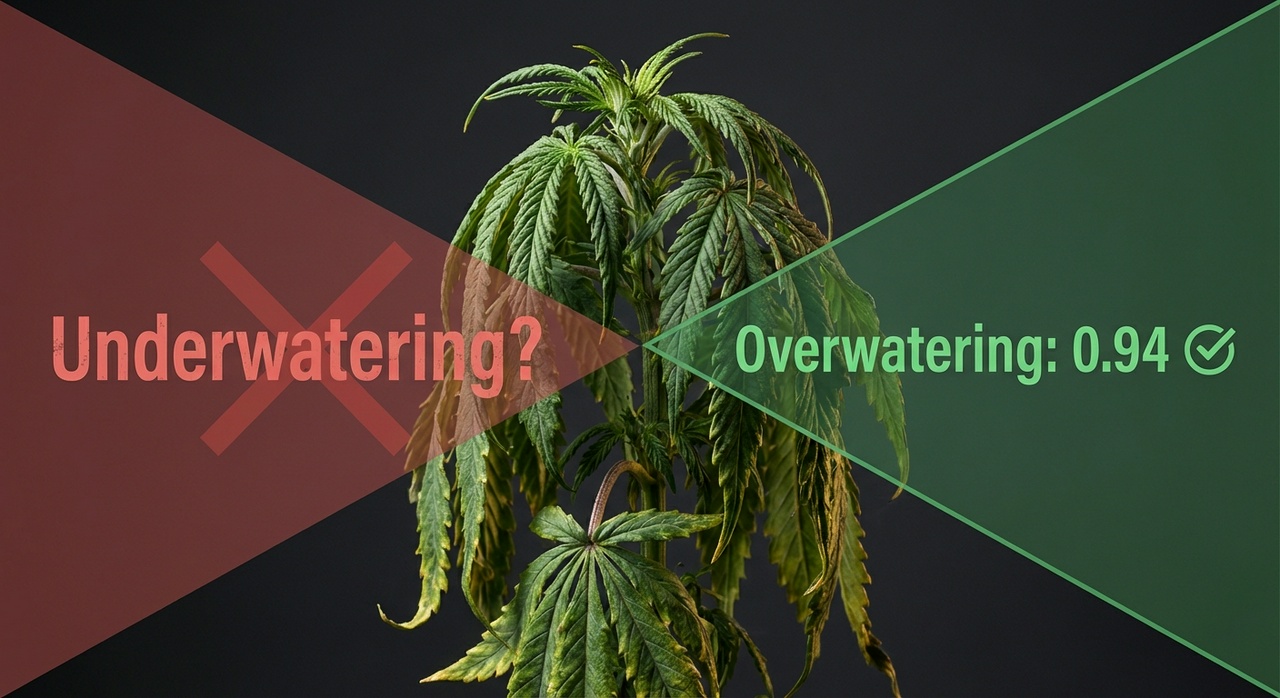 Cannabis plant diagnosed as overwatered when symptoms looked like underwatering