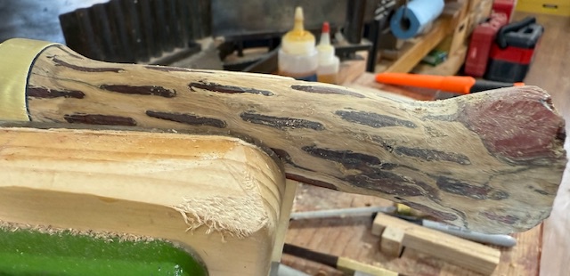 Beginning to shape the knife handle