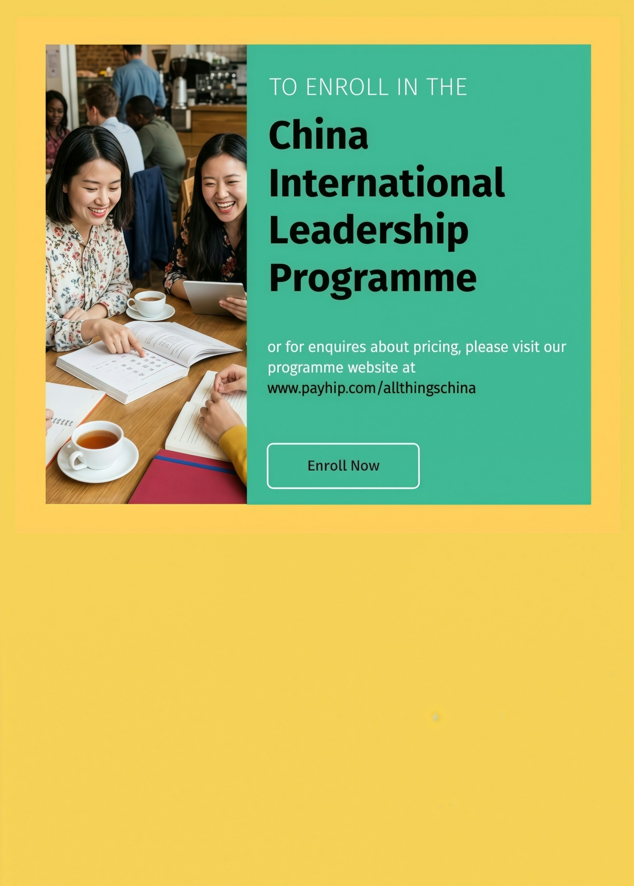 China International Leadership Programme - How to Enroll China International Leadership Programme - How to Enroll For more information about the China International Leadership Programme , please visit https://payhip.com/allthingschina