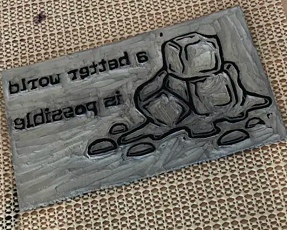 the reverse image, carved