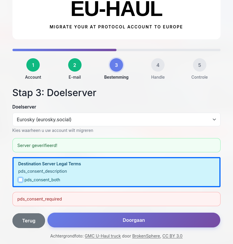 Stap 3 doelserver met foutmelding