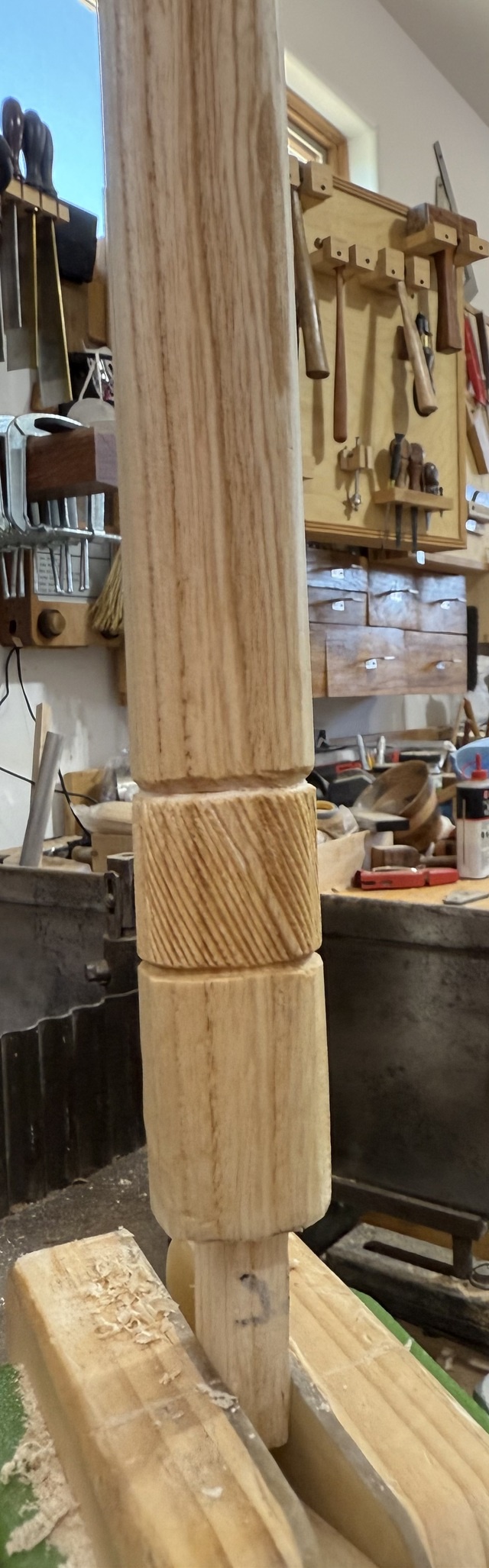 The "checkering" on the shaft, after cleanup