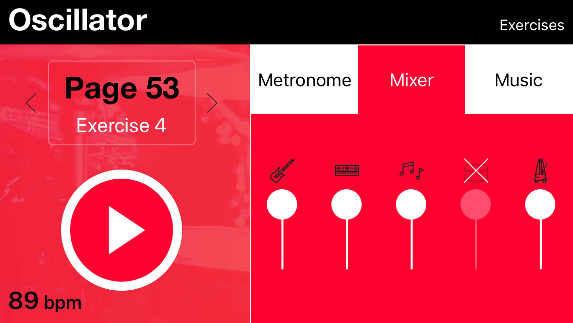 Screenshot of Oscillator with controls for each track