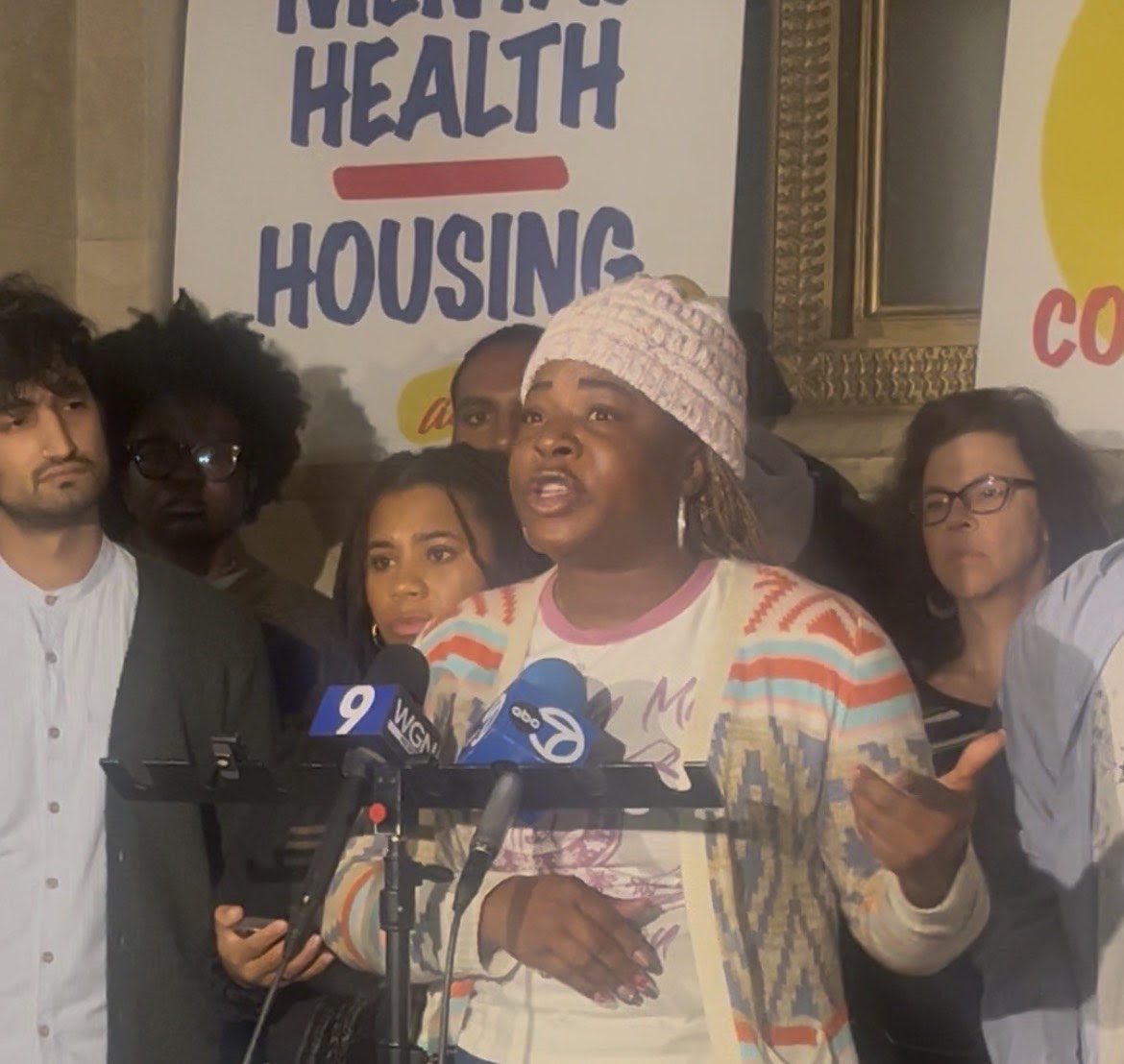 Chicago residents stand up to corporate budget proposals.