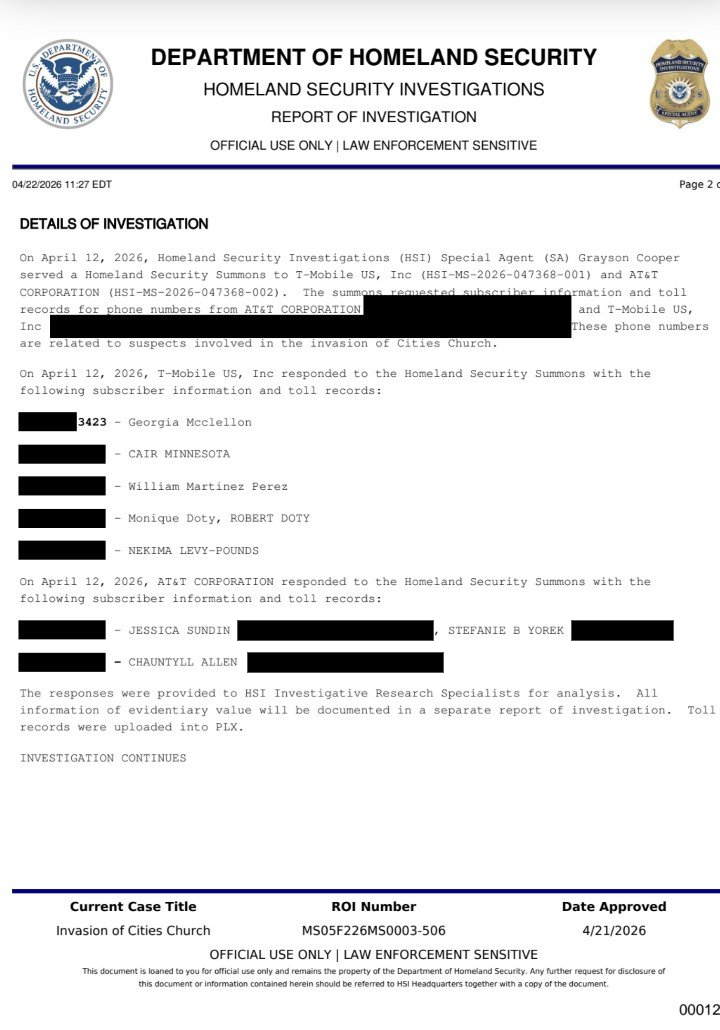 Fake summons used by ICE to obtain the phone records of activists. | Fight Back! News