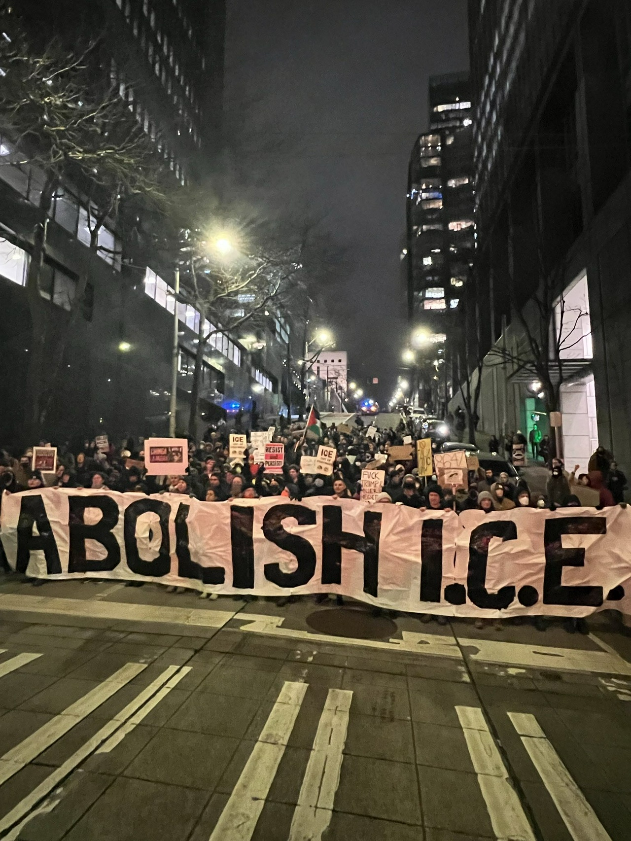 Seattle protest after the ICE murder of Renee Good.