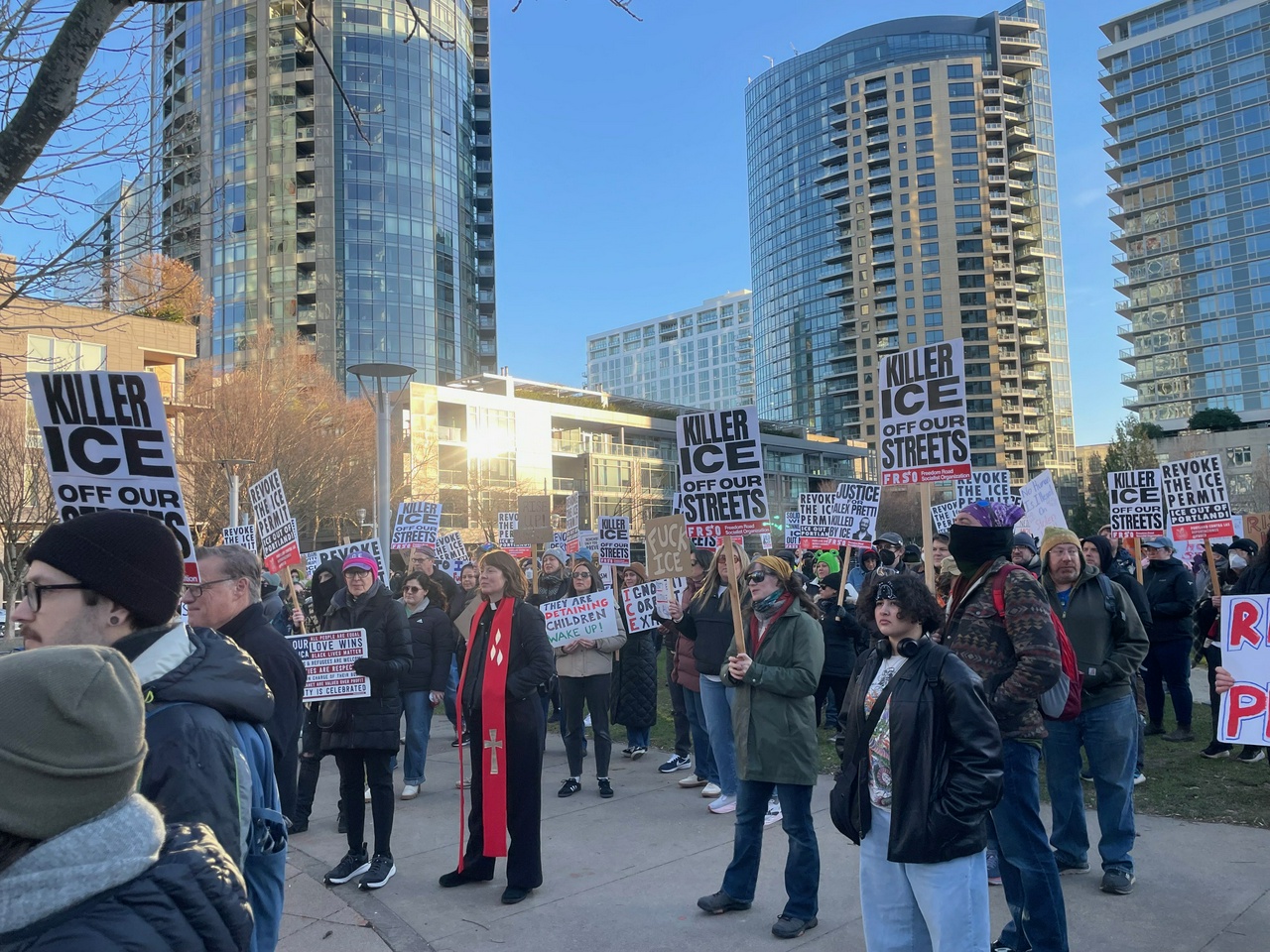 Protest in Portland, Oregon after the ICE murder of  Alex Pretti.