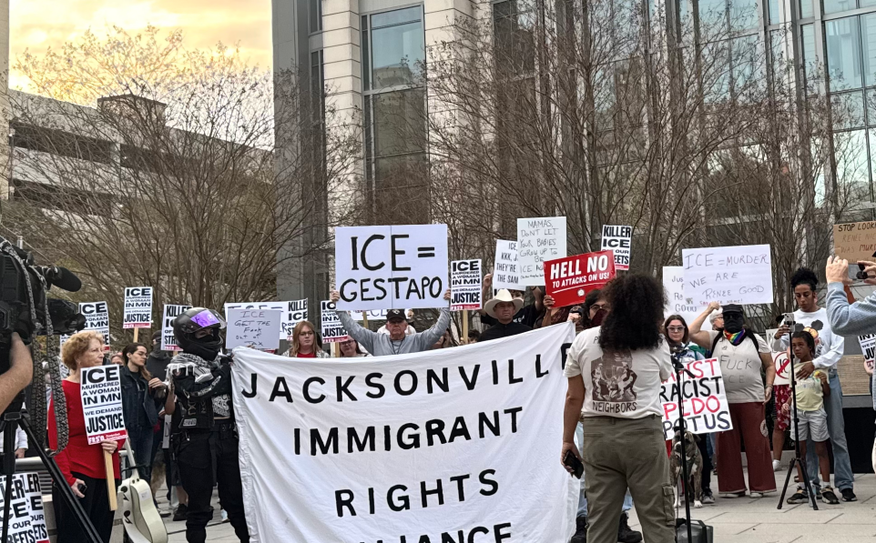 Jacksonville, Florida protest after the ICE murder of Renee Good.