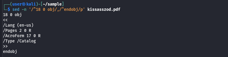 Extracting the Object 8 from the PDF document