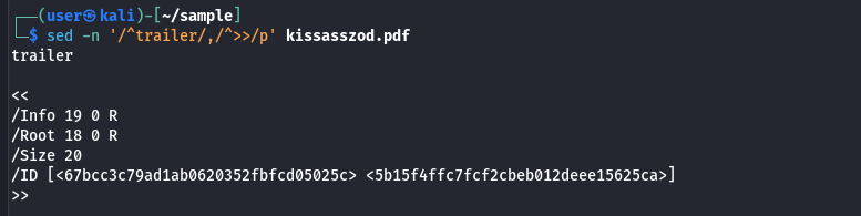 Extracting the trailer from the PDF document