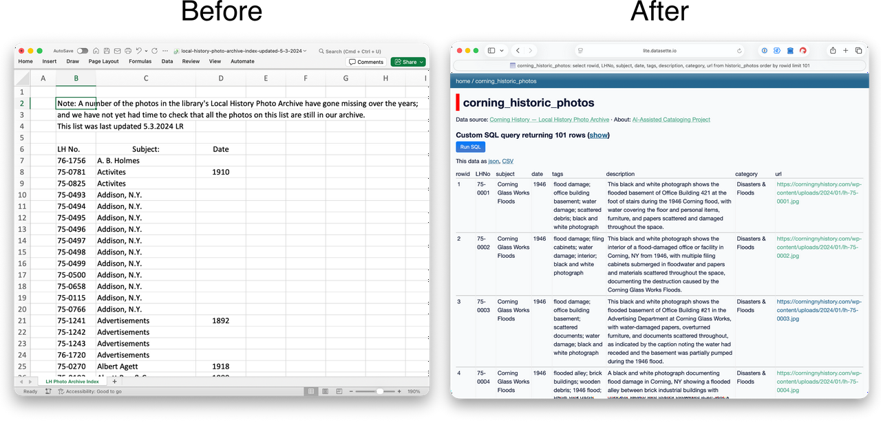 Before and after screenshots