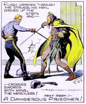 Flash Gordon and Ming the Merciless as drawn by Alex Raymond