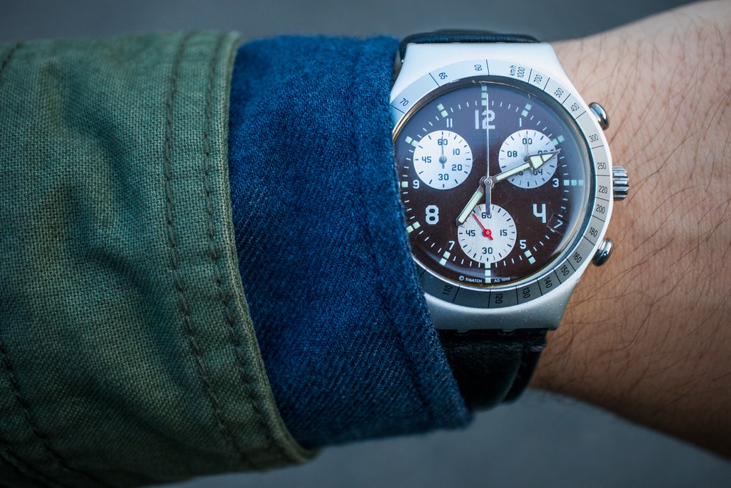 Closeup of a man wearing a wristwatch
