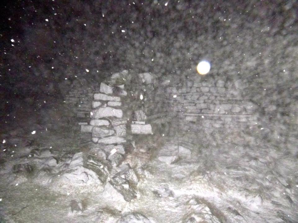 Blizzard conditions on the first night