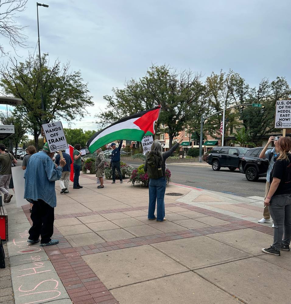 Rally against the U.S. war on Iran in Ft Collins, Colorado.