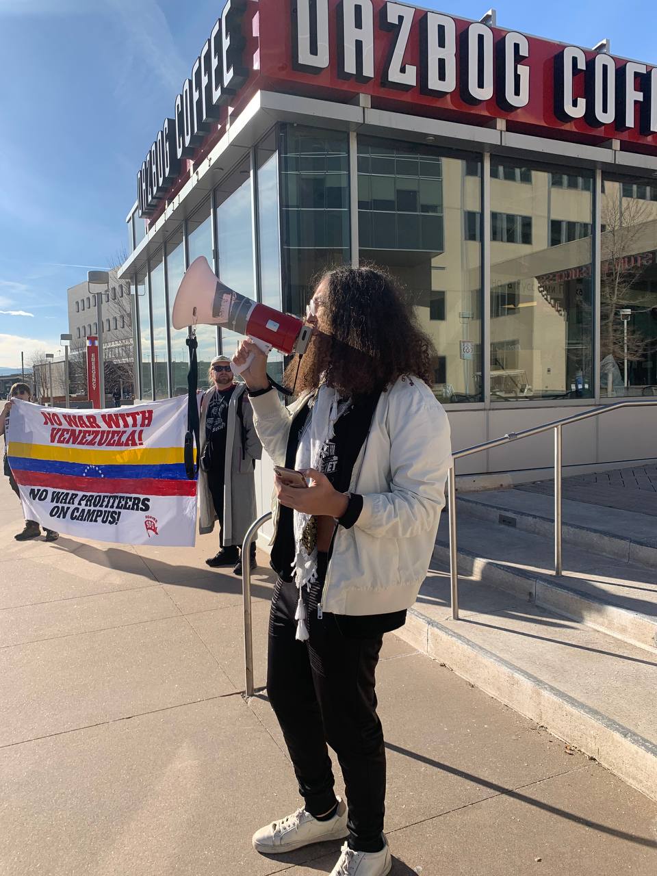 Denver SDS protests U.S. attacks on Venezuela.