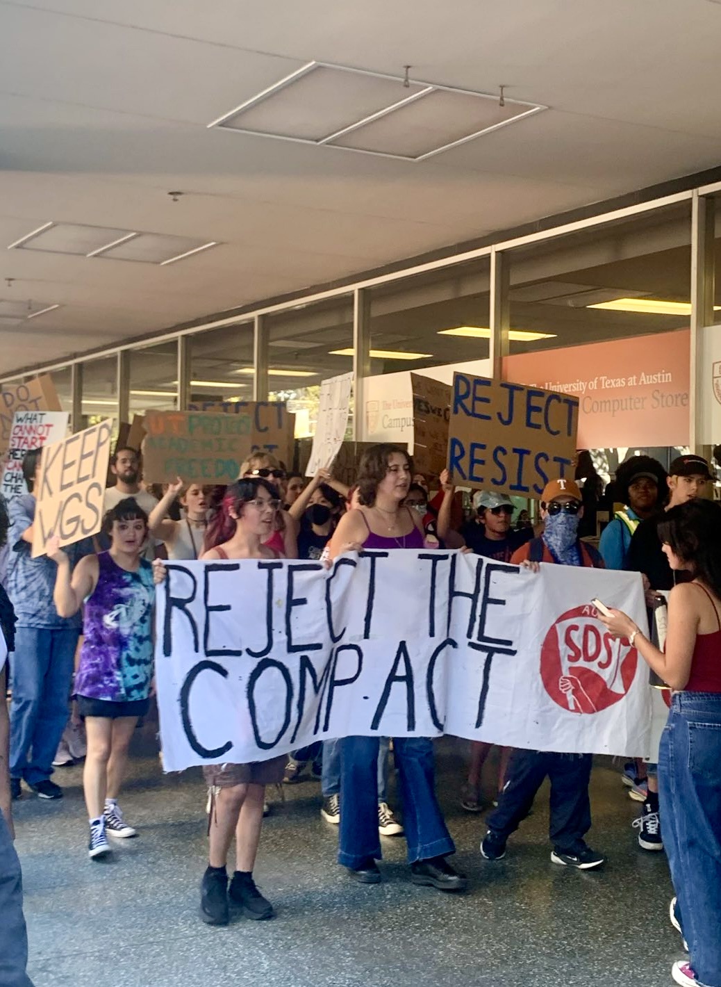UT Austin marches to demand the administration reject Trump’s Compact