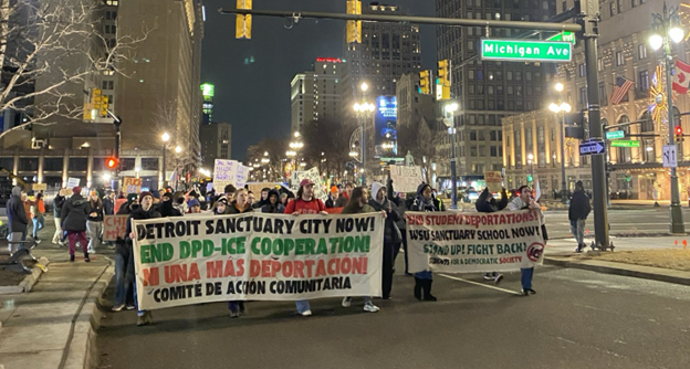 Detroit protest against murder by ICE agent in MInneapolis.